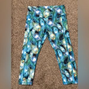 Constantly Varied Gear Peacock Feather Print Leggings in Teal, Blue, Green